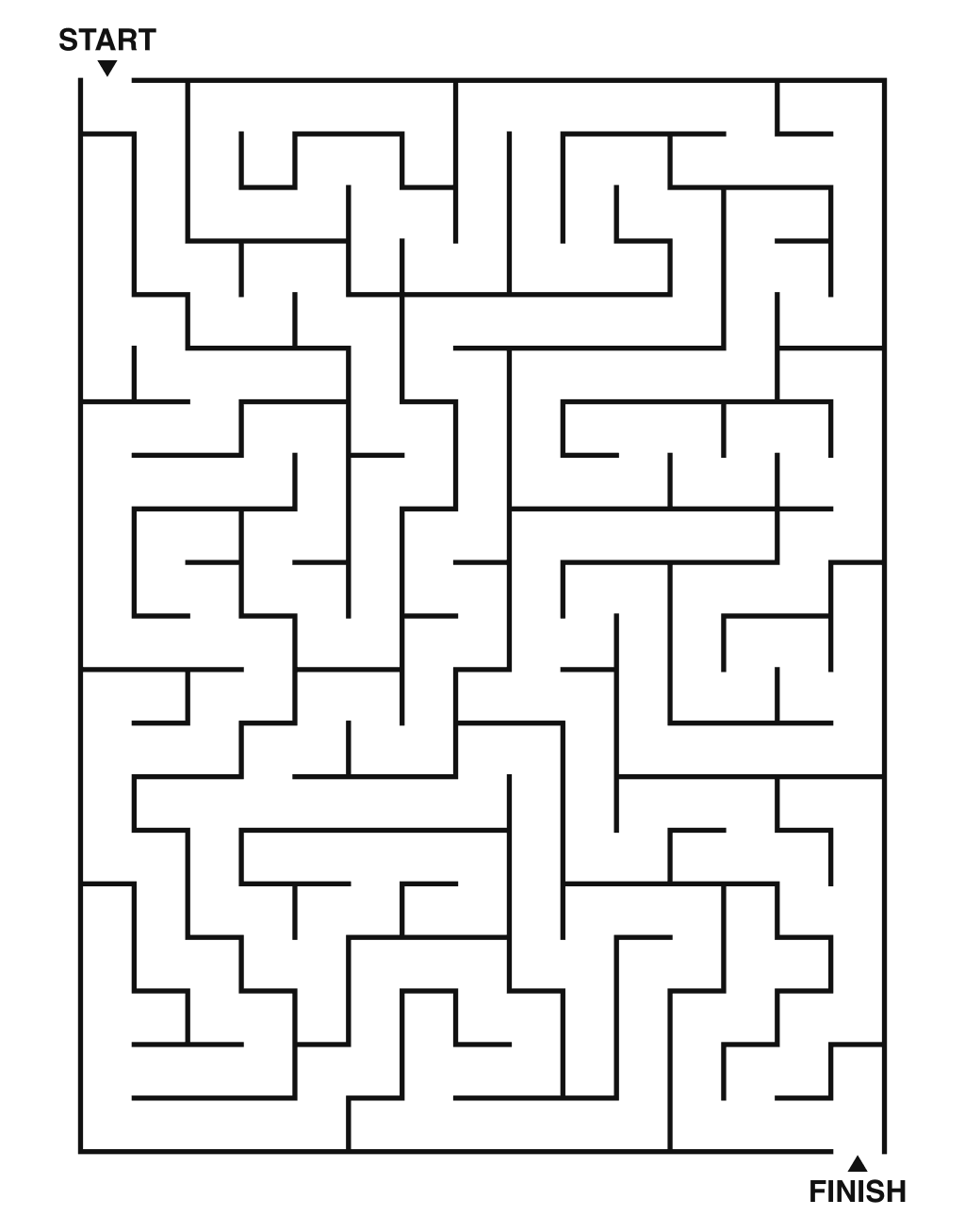 Medium maze puzzle printable, 15 by 20 grid