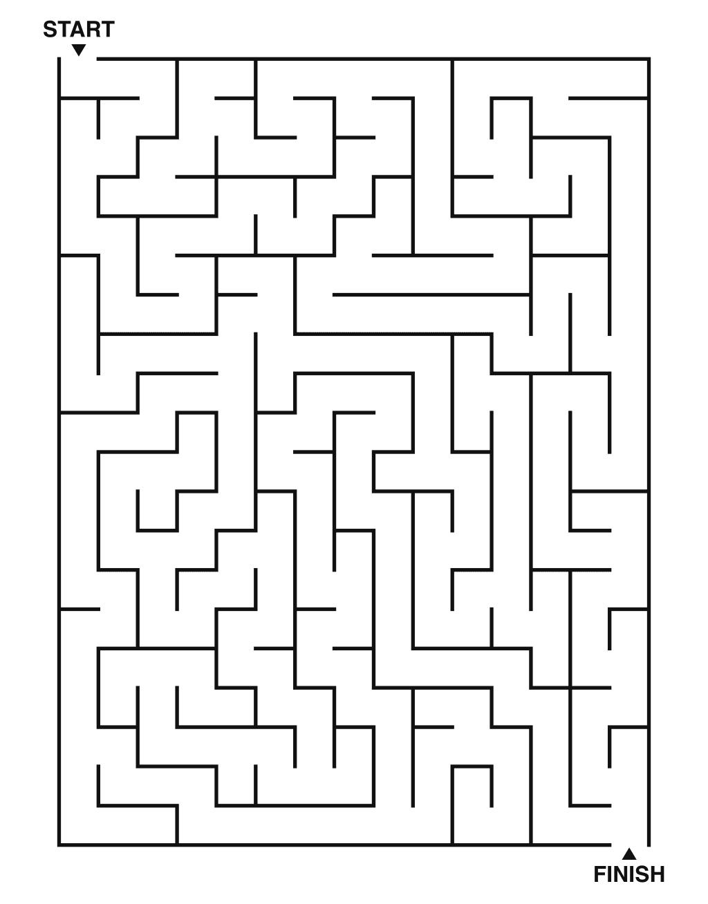 Medium maze puzzle printable, 15 by 20 grid
