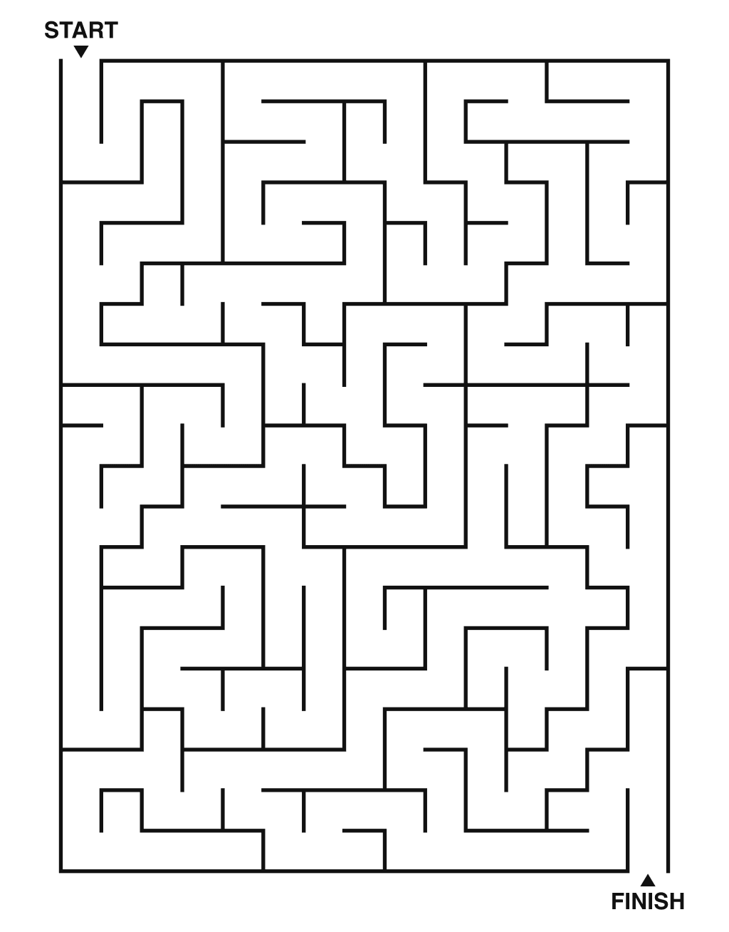 Medium maze puzzle printable, 15 by 20 grid