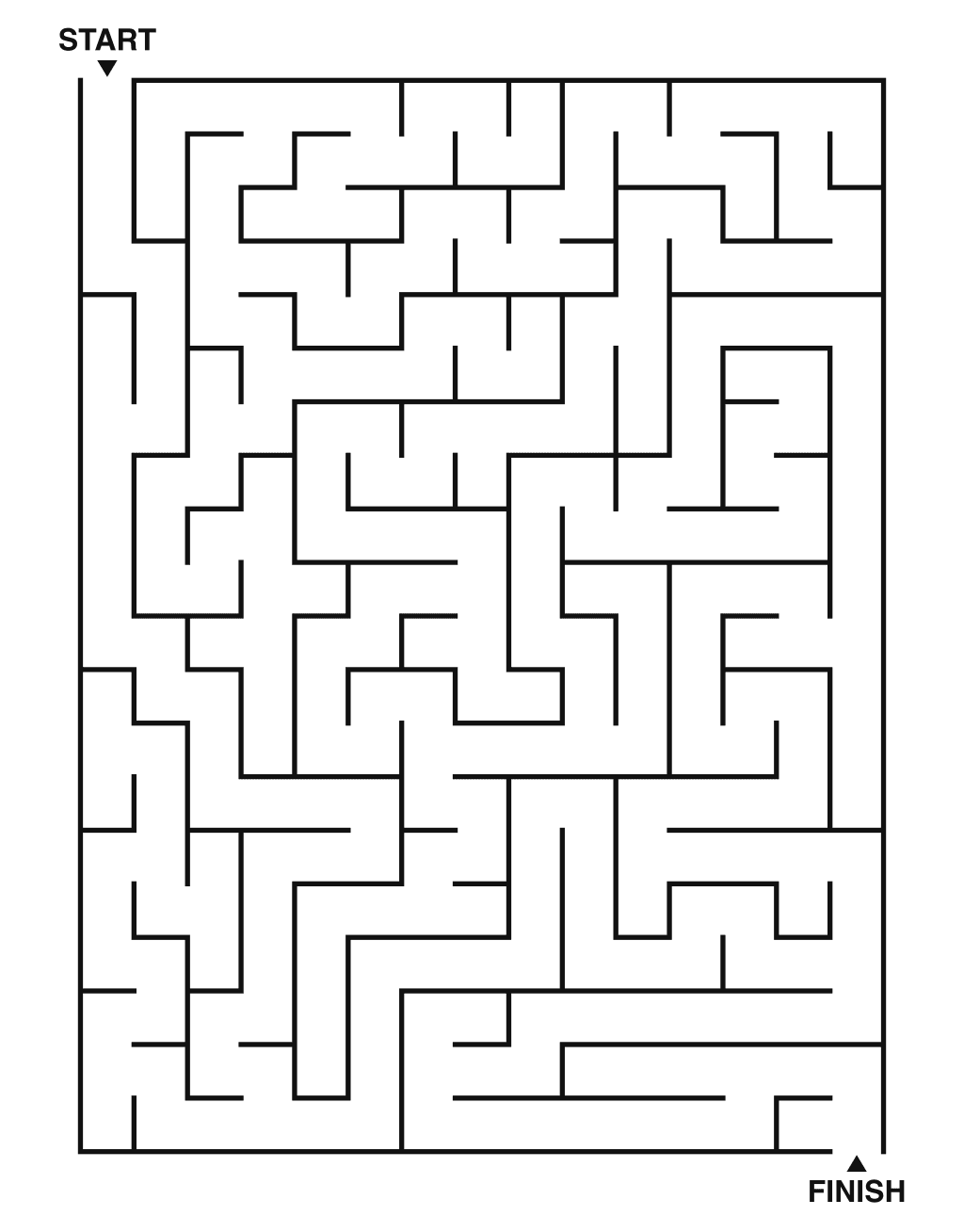 Medium maze puzzle printable, 15 by 20 grid