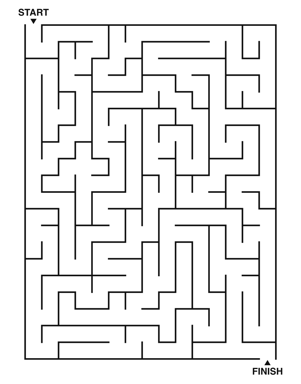 Medium maze puzzle printable, 15 by 20 grid