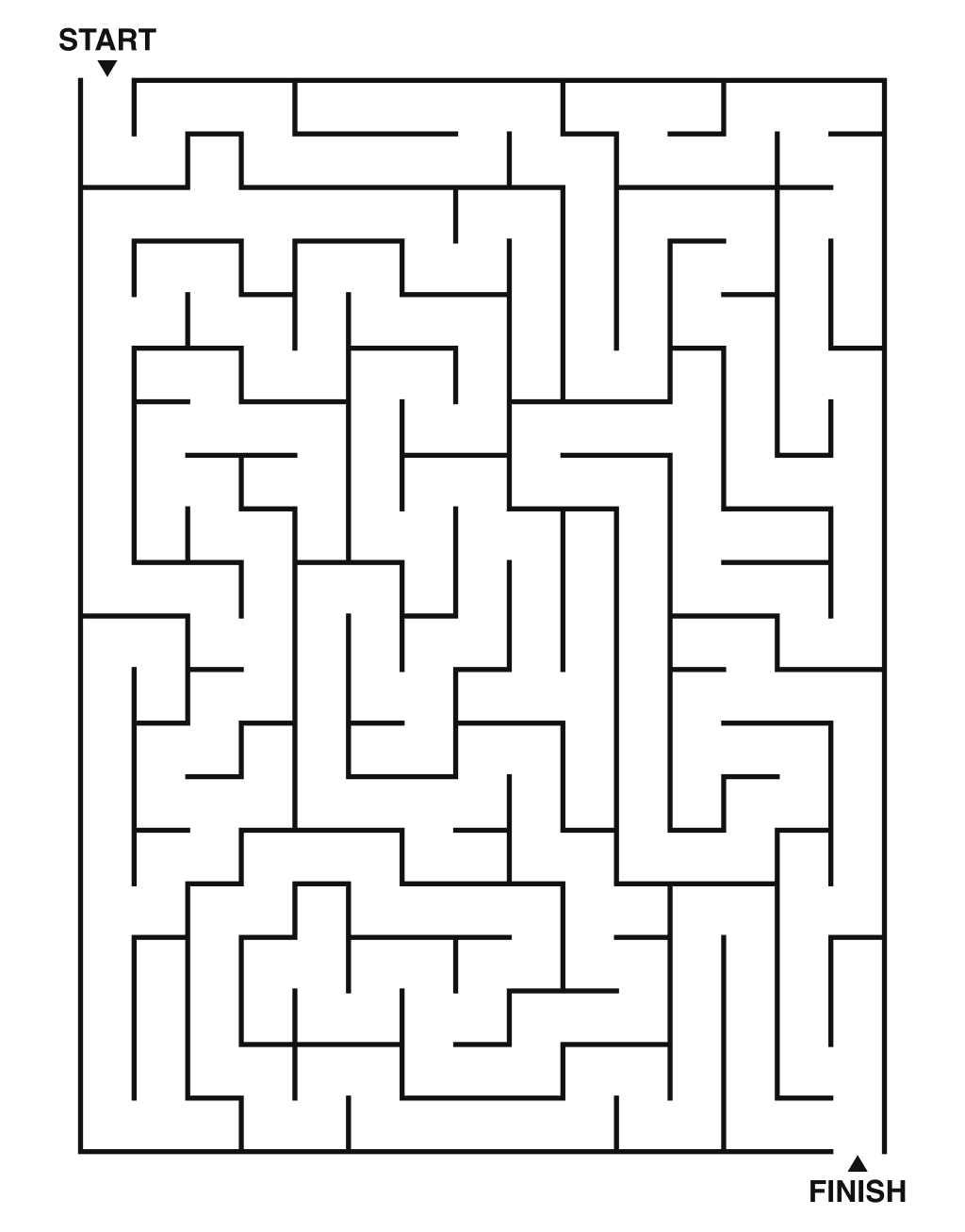 Medium maze puzzle printable, 15 by 20 grid
