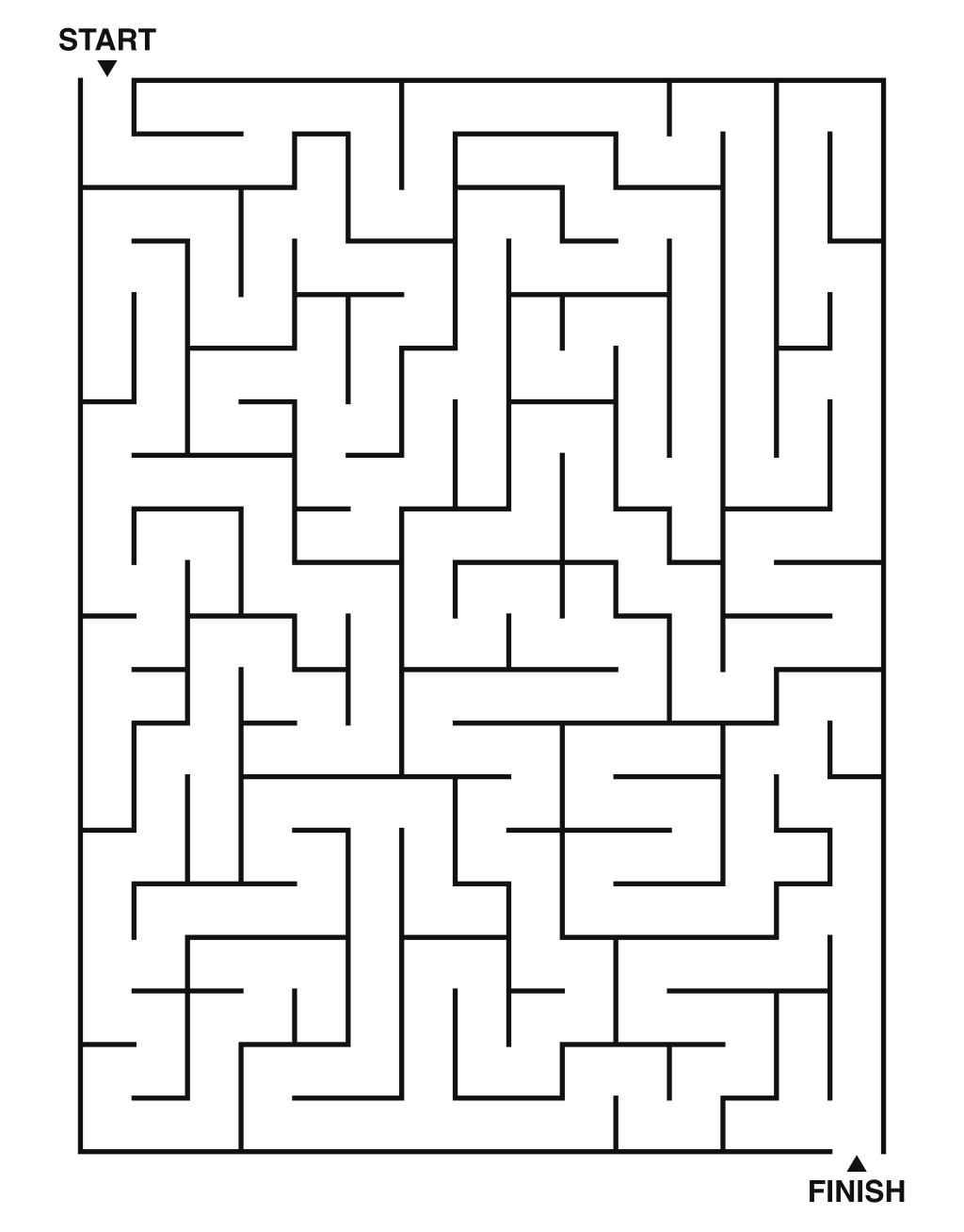 Medium maze puzzle printable, 15 by 20 grid