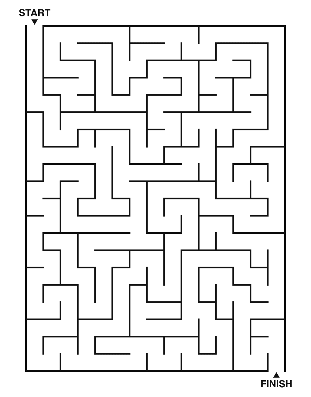 Medium maze puzzle printable, 15 by 20 grid