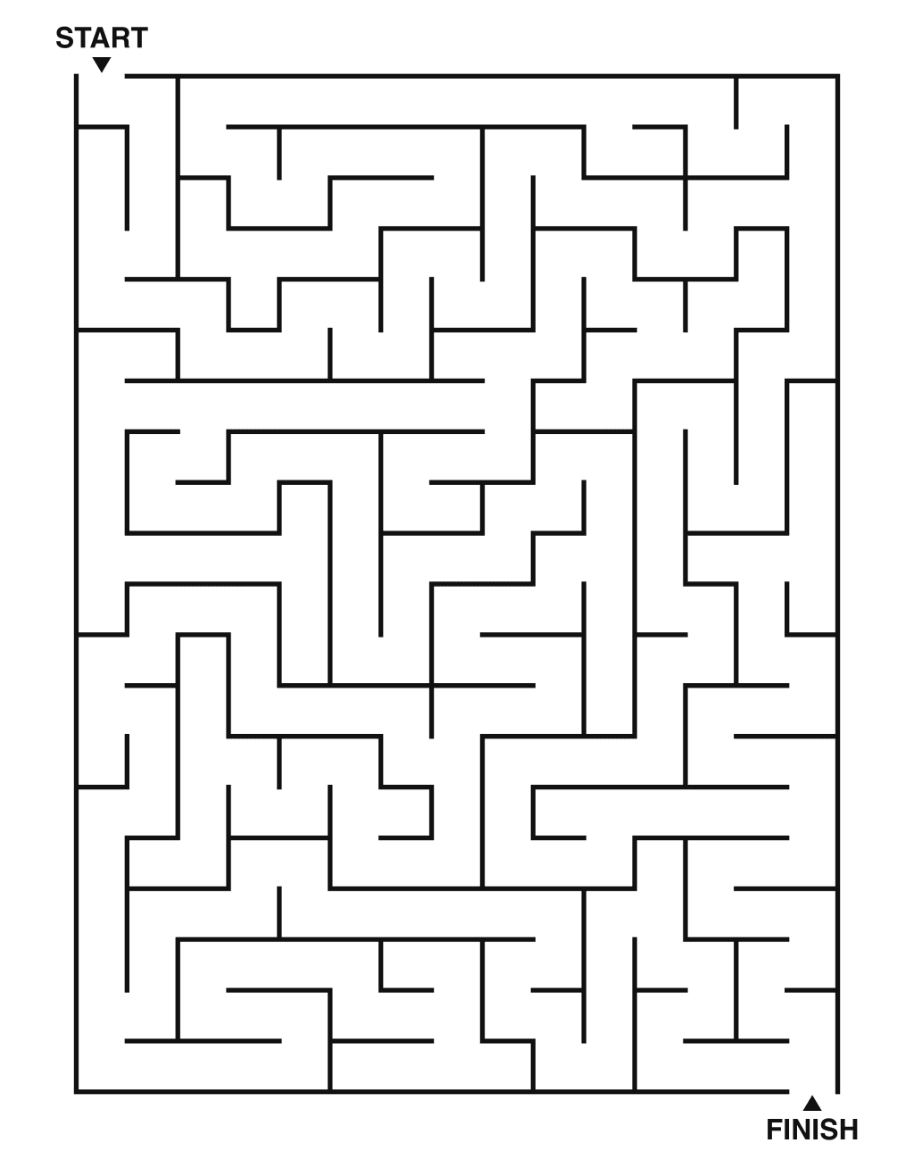 Medium maze puzzle printable, 15 by 20 grid