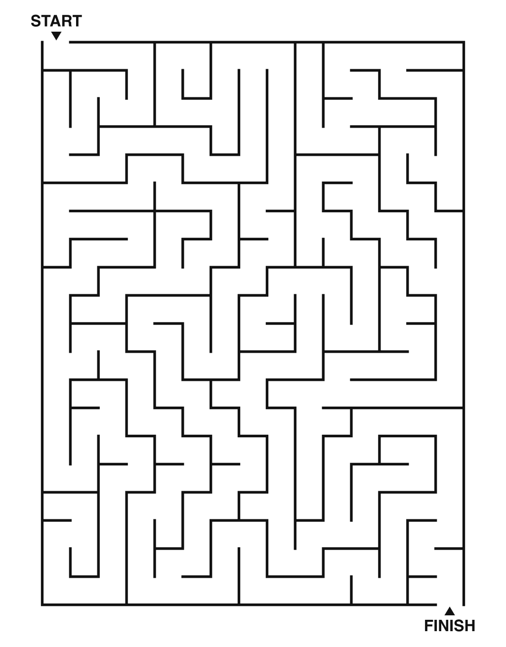 Medium maze puzzle printable, 15 by 20 grid