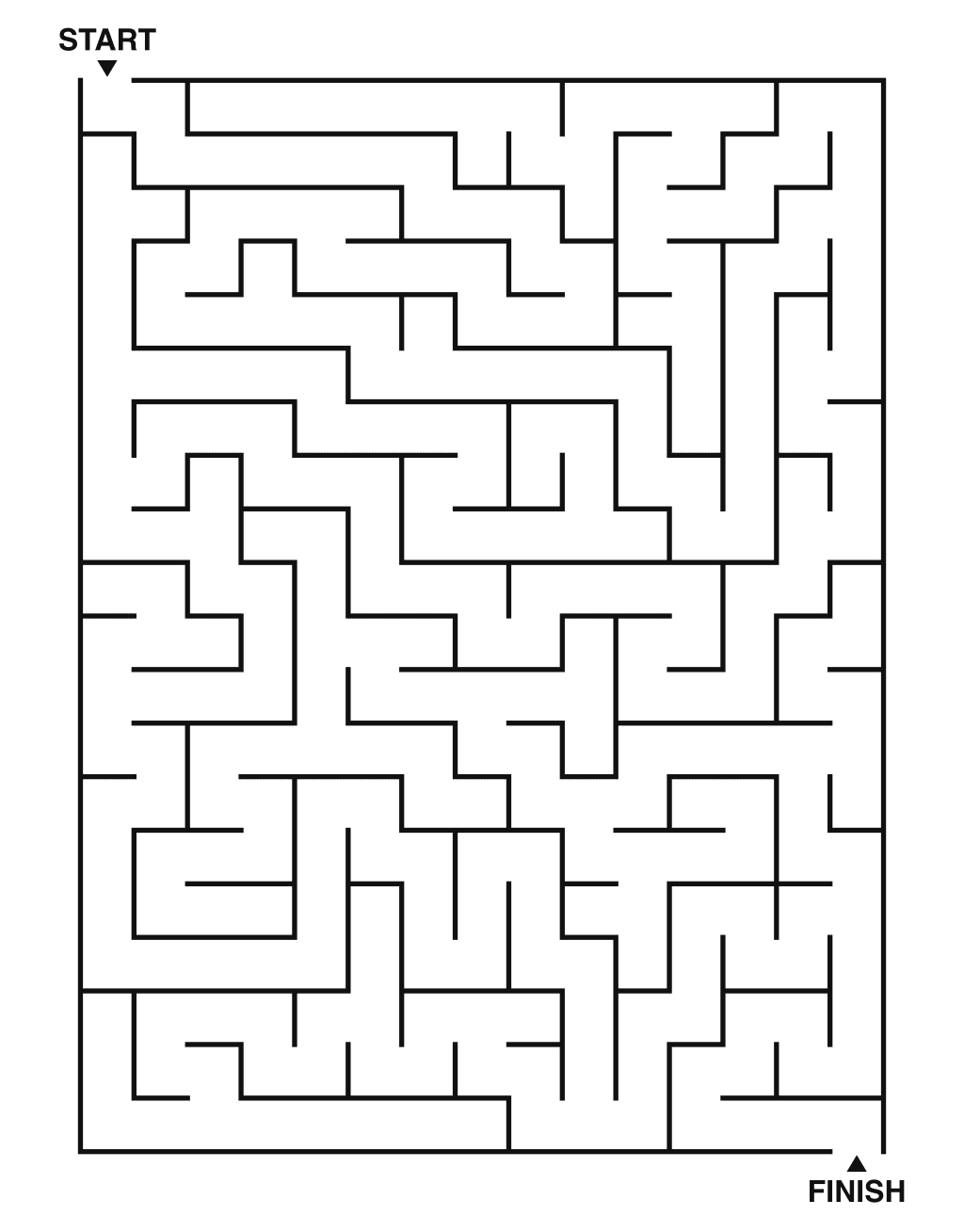 Medium maze puzzle printable, 15 by 20 grid