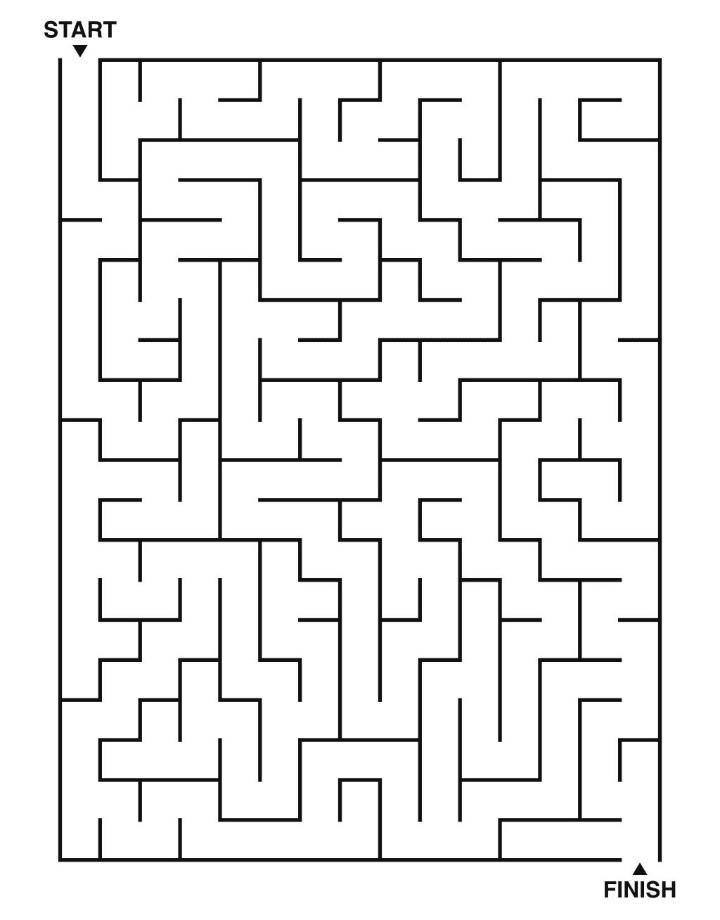 Medium maze puzzle printable, 15 by 20 grid