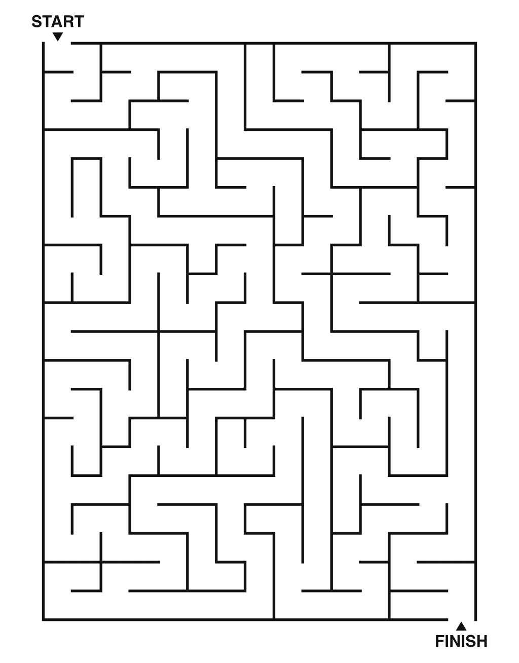 Medium maze puzzle printable, 15 by 20 grid