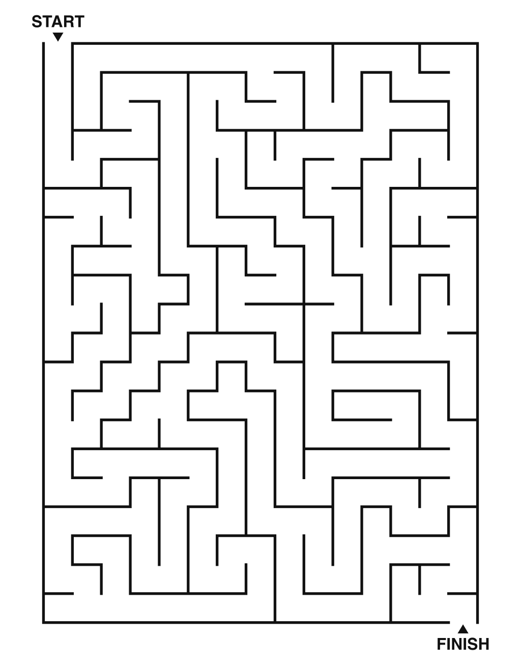 Medium maze puzzle printable, 15 by 20 grid