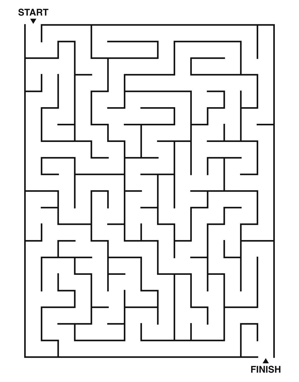 Medium maze puzzle printable, 15 by 20 grid