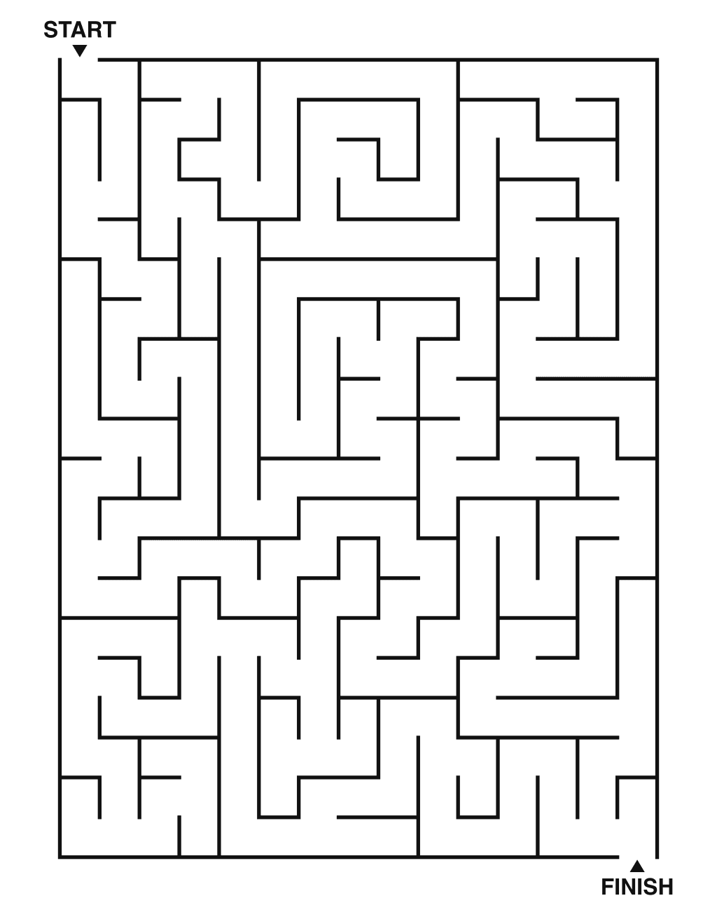 Medium maze puzzle printable, 15 by 20 grid