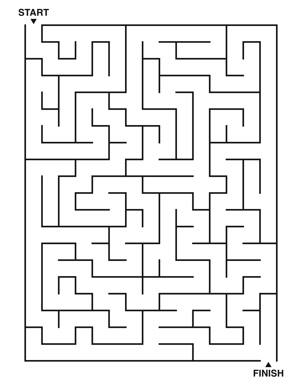 Medium maze puzzle printable, 15 by 20 grid