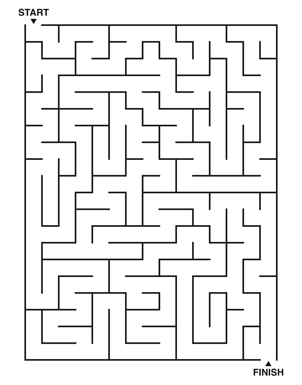 Medium maze puzzle printable, 15 by 20 grid