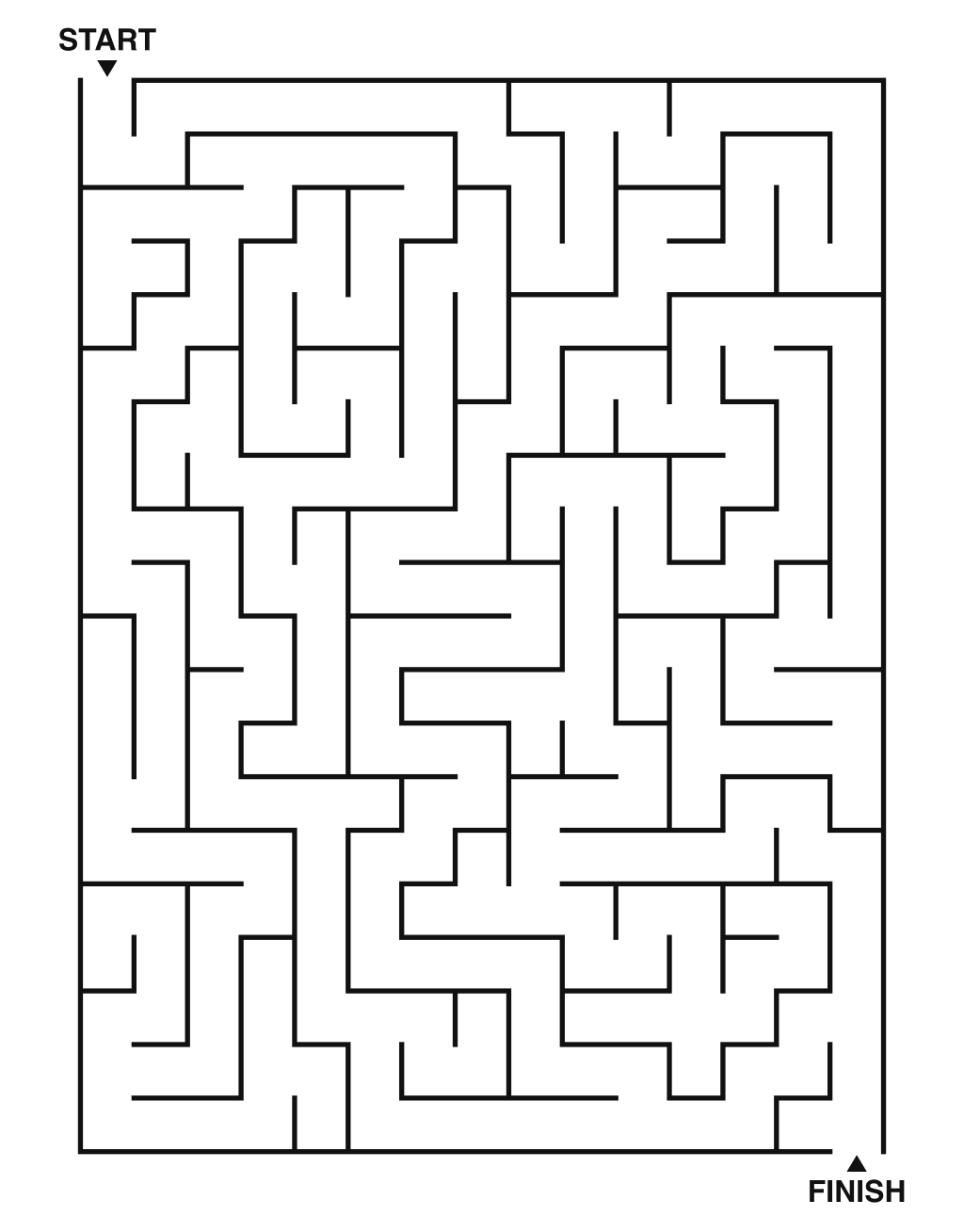 Medium maze puzzle printable, 15 by 20 grid