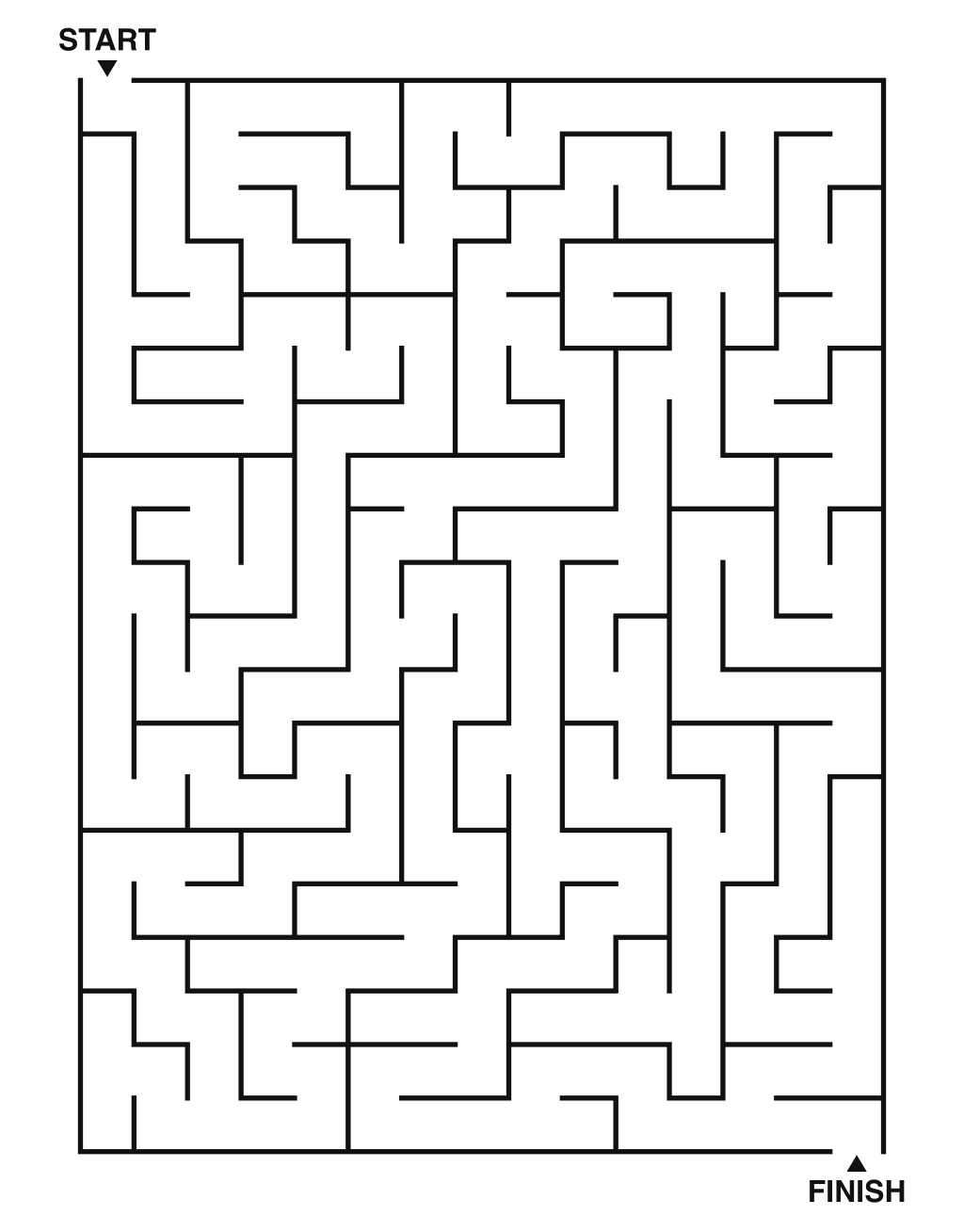 Medium maze puzzle printable, 15 by 20 grid