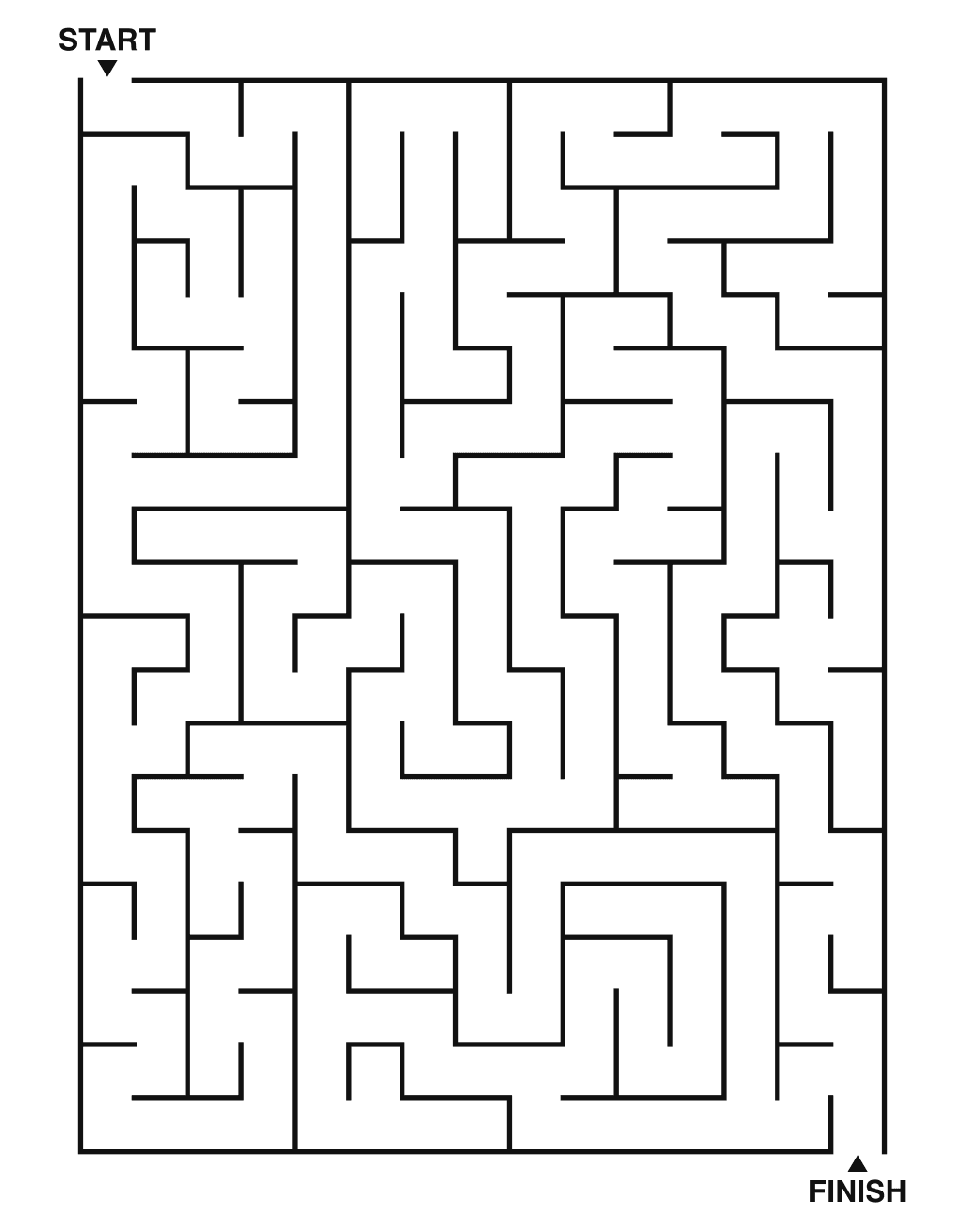 Medium maze puzzle printable, 15 by 20 grid