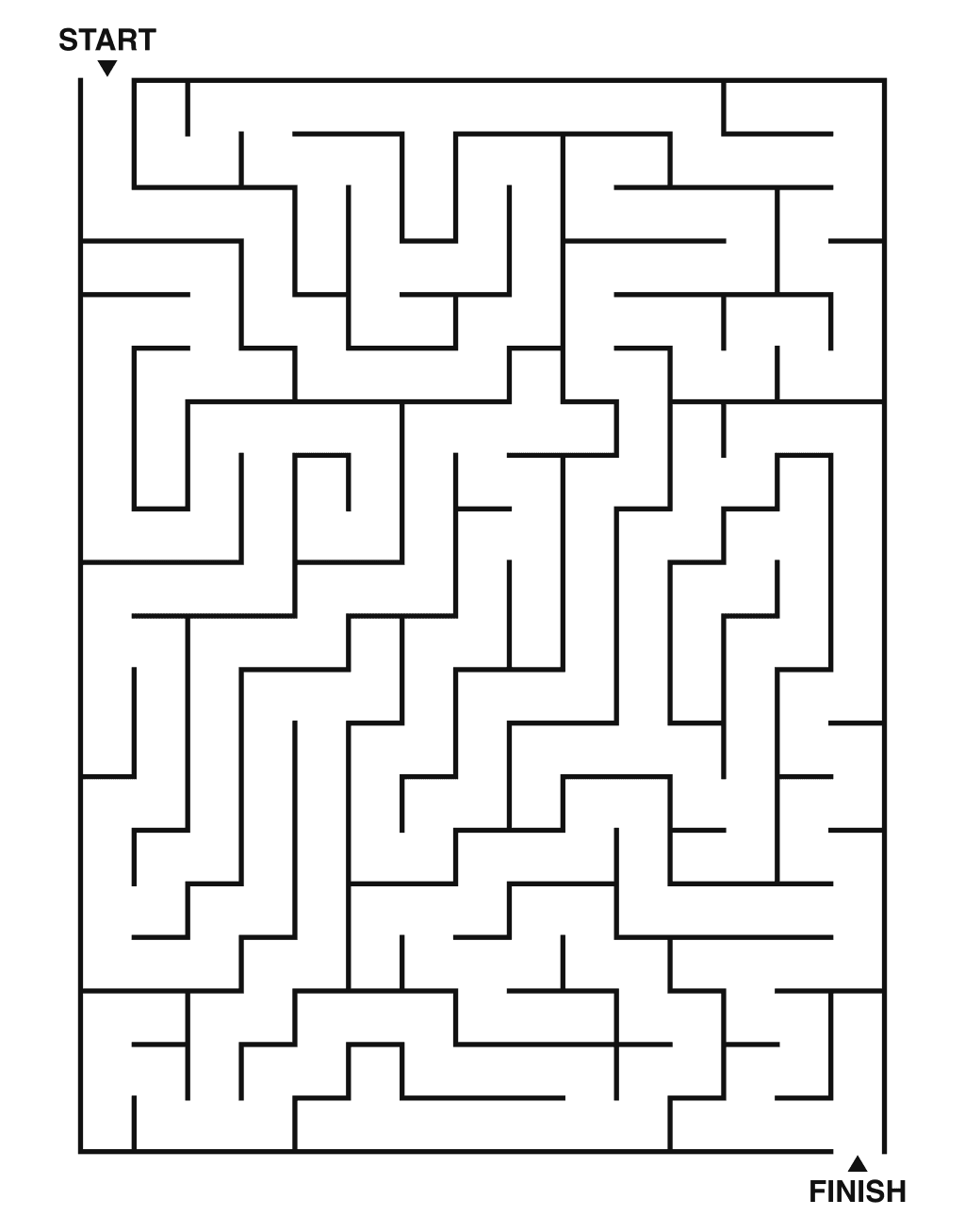 Medium maze puzzle printable, 15 by 20 grid