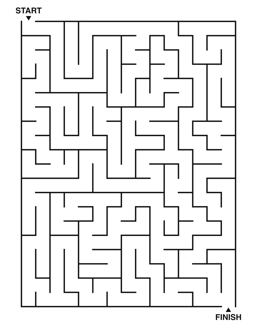 Medium maze puzzle printable, 15 by 20 grid