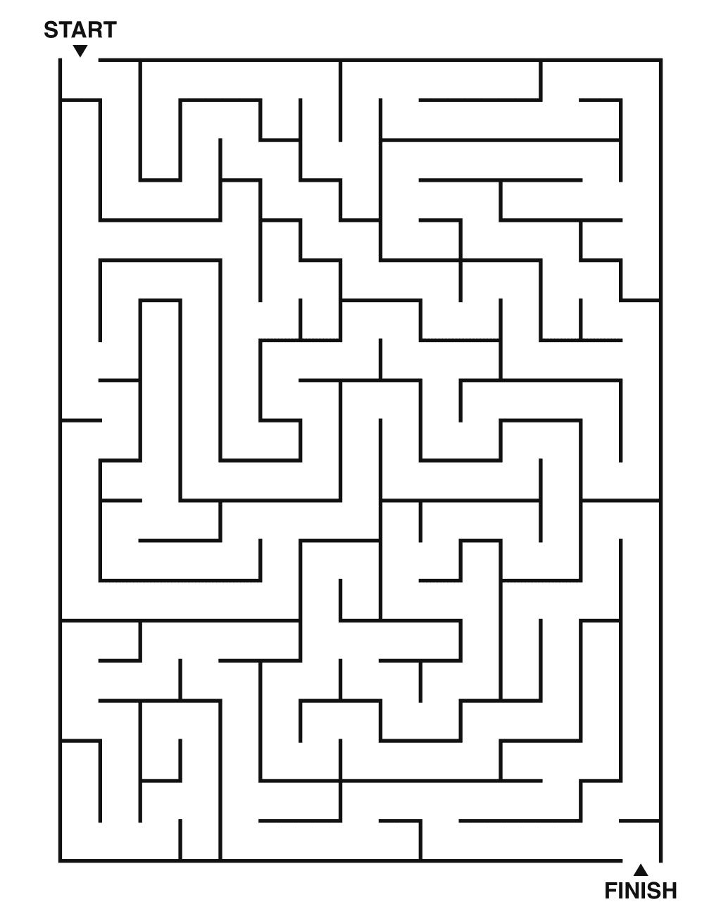 Medium maze puzzle printable, 15 by 20 grid