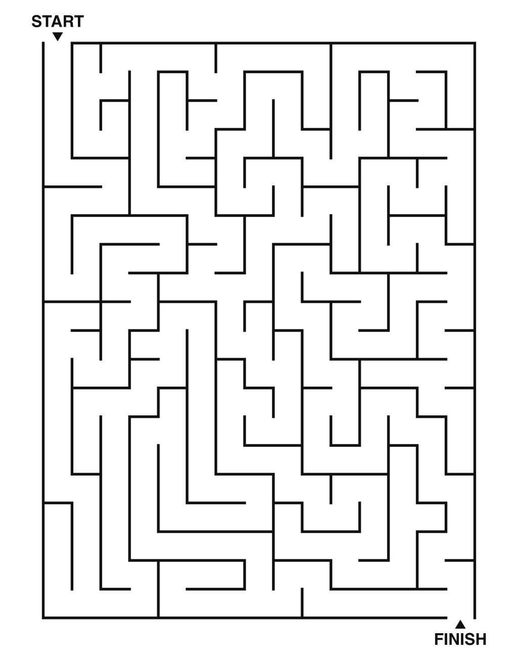 Medium maze puzzle printable, 15 by 20 grid