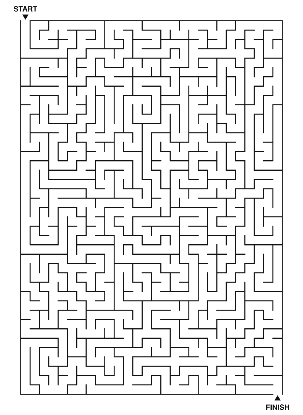 Expert maze puzzle printable, 28 by 40 grid
