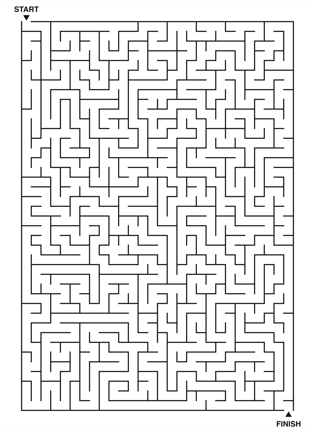 Expert maze puzzle printable, 28 by 40 grid