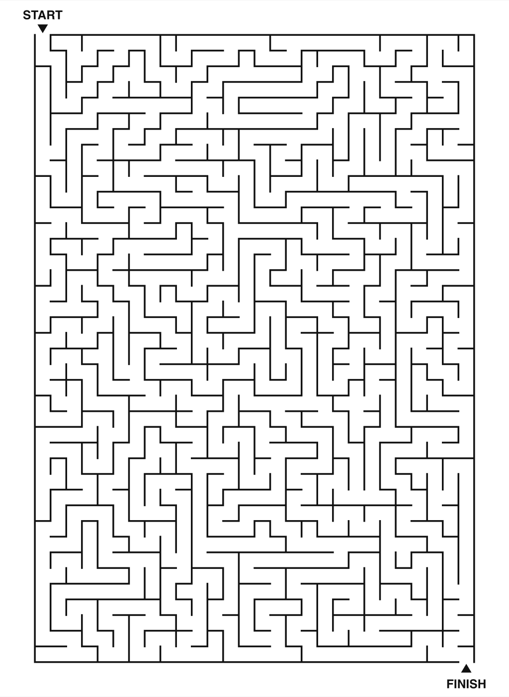 Expert maze puzzle printable, 28 by 40 grid