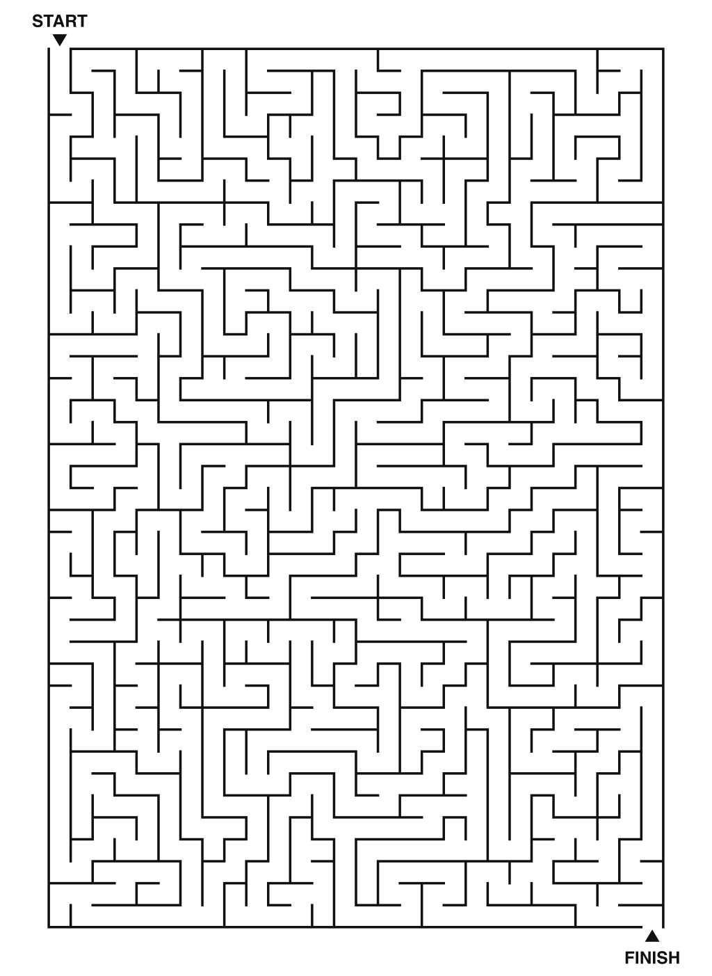 Expert maze puzzle printable, 28 by 40 grid