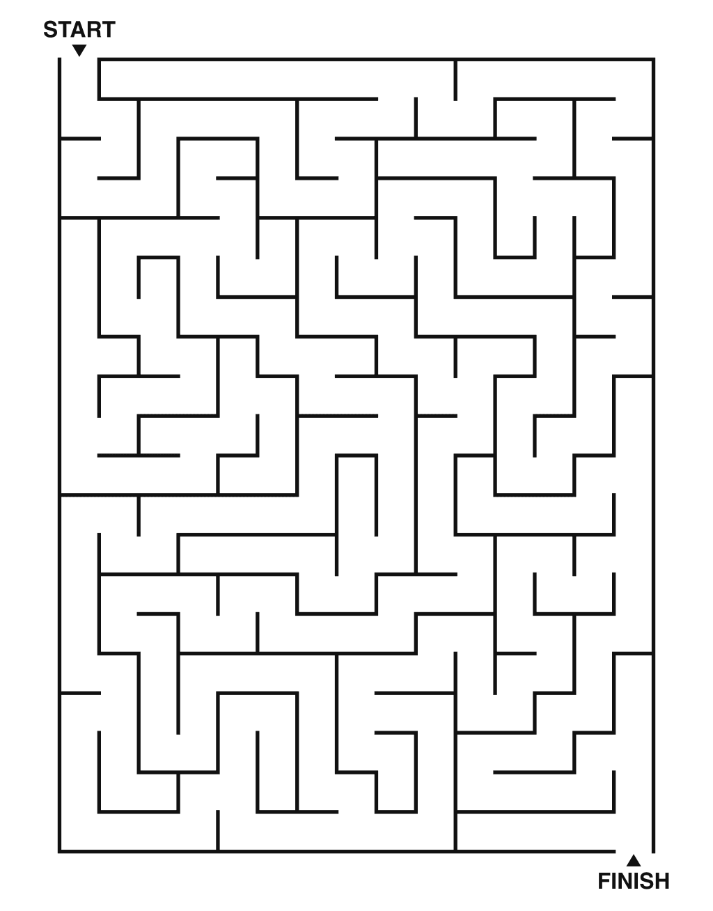 Medium maze puzzle printable, 15 by 20 grid