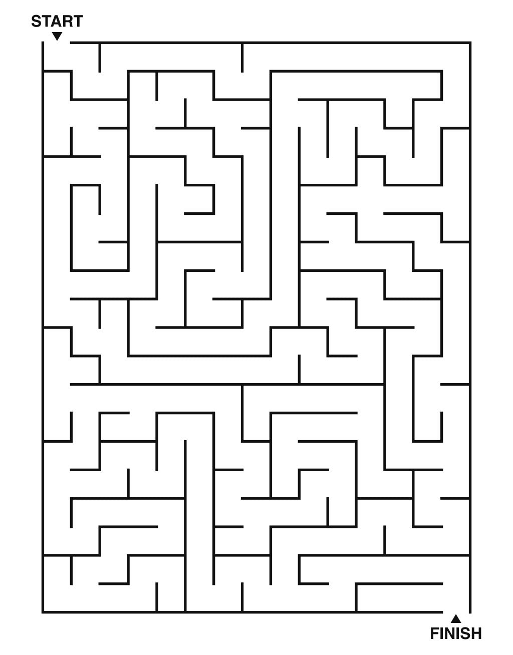 Medium maze puzzle printable, 15 by 20 grid