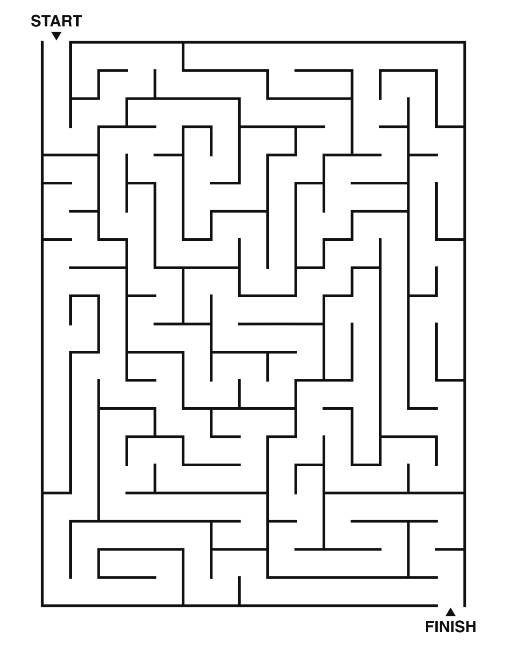 Medium maze puzzle printable, 15 by 20 grid