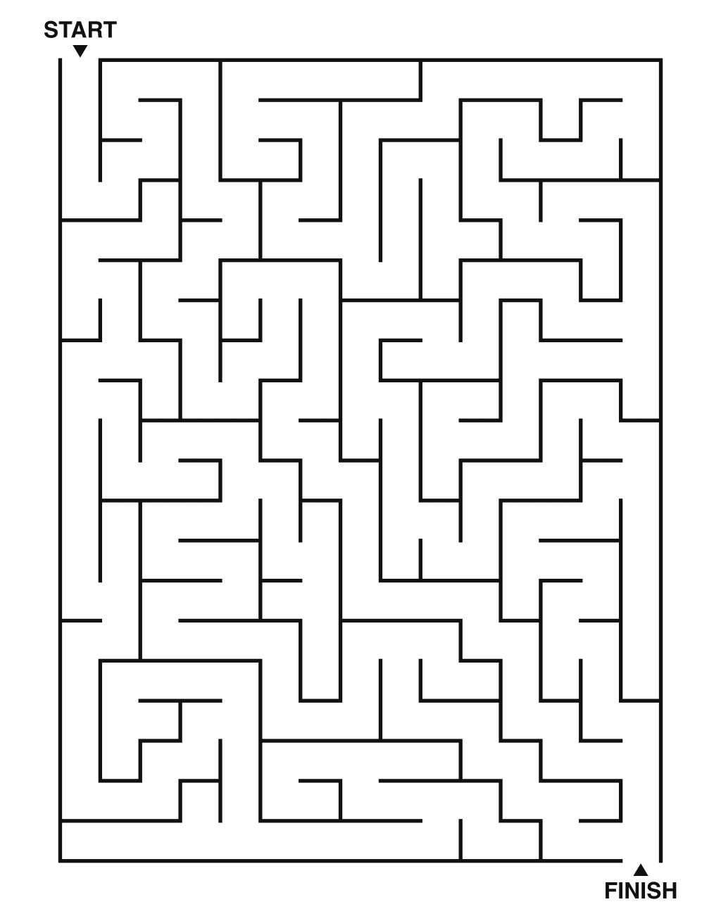 Medium maze puzzle printable, 15 by 20 grid
