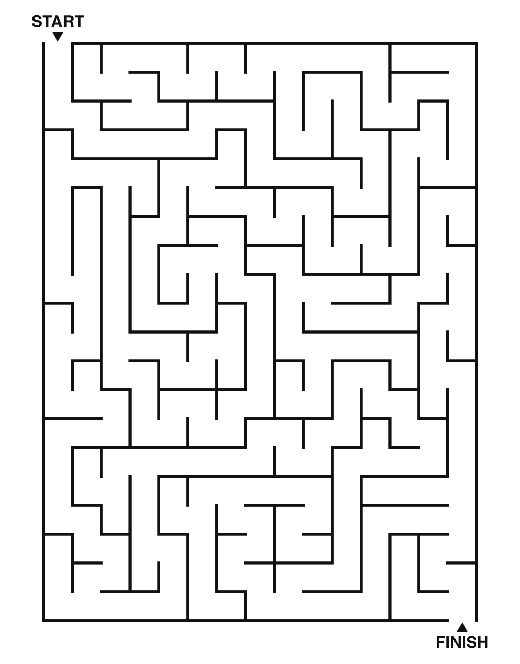 Medium maze puzzle printable, 15 by 20 grid
