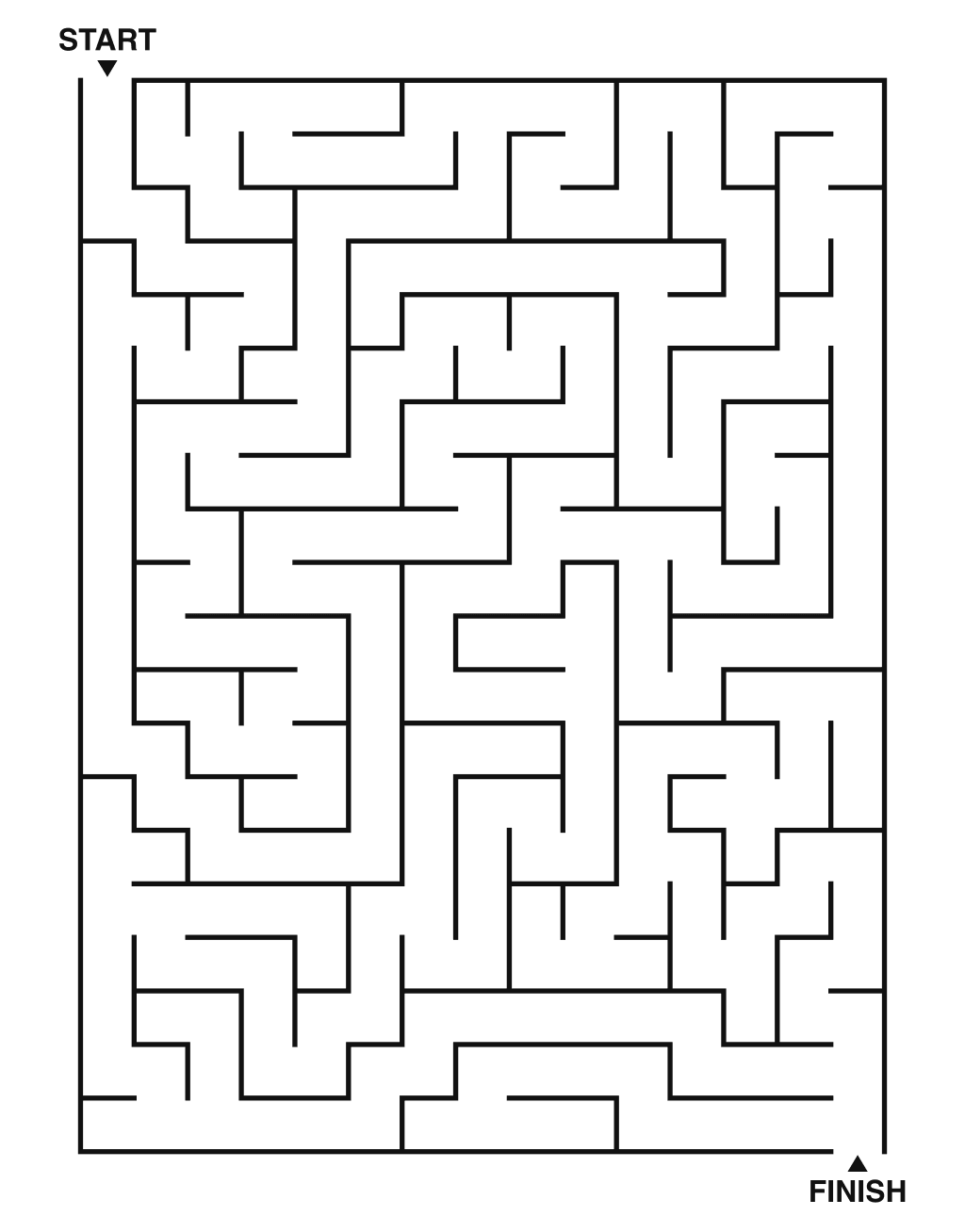 Medium maze puzzle printable, 15 by 20 grid