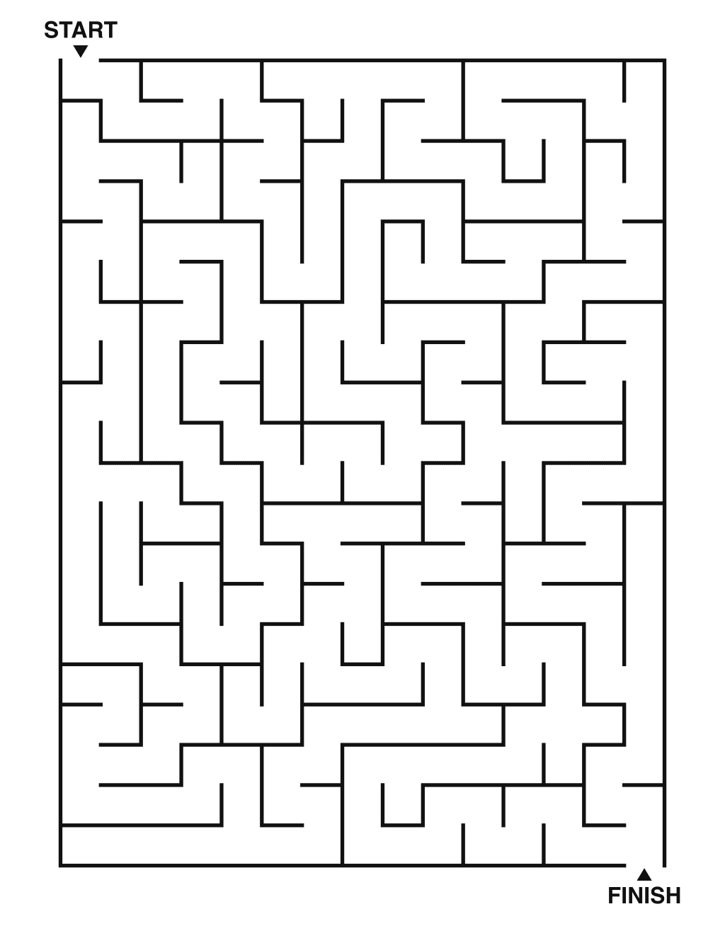 Medium maze puzzle printable, 15 by 20 grid