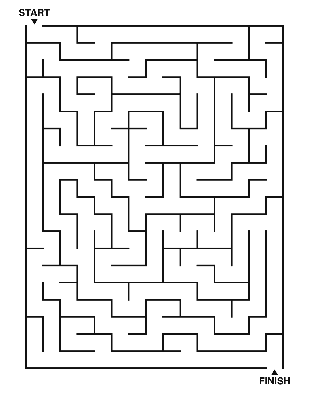 Medium maze puzzle printable, 15 by 20 grid