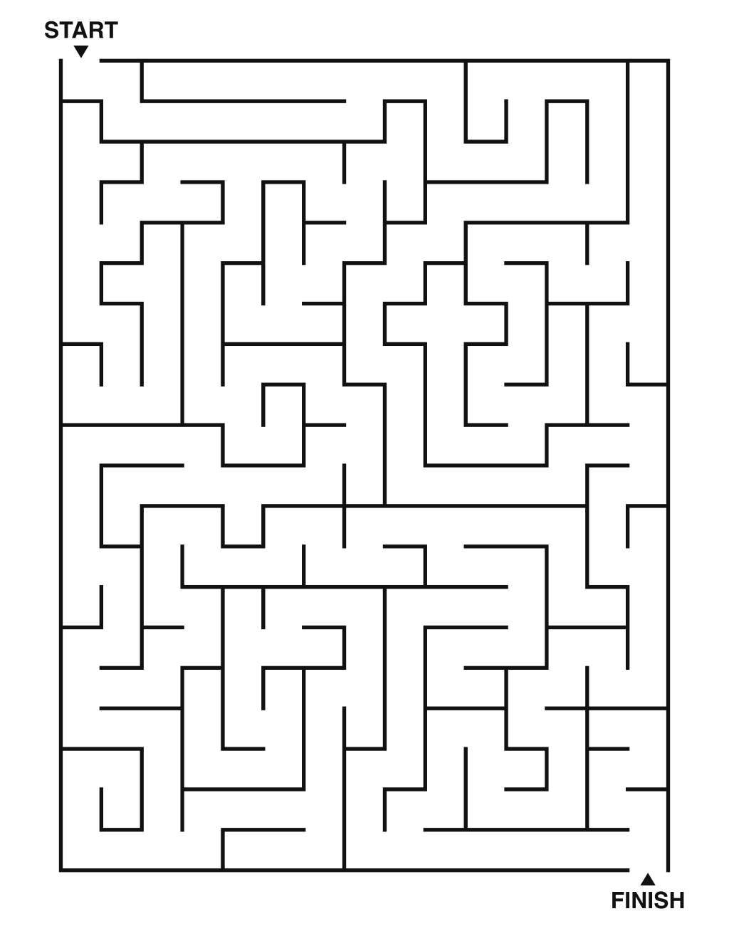 Medium maze puzzle printable, 15 by 20 grid