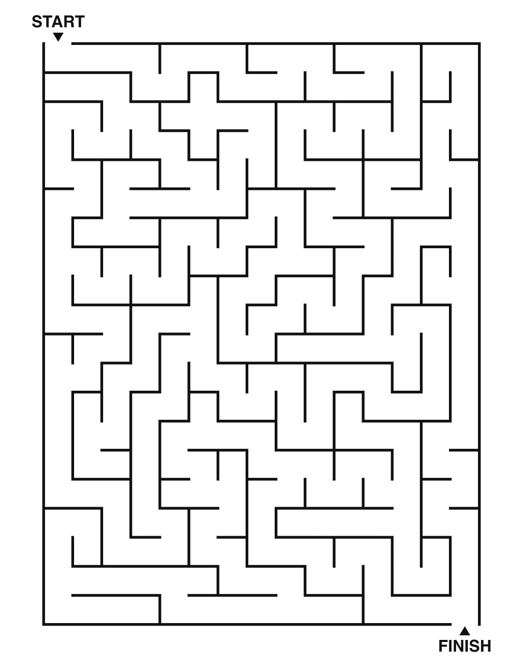 Medium maze puzzle printable, 15 by 20 grid