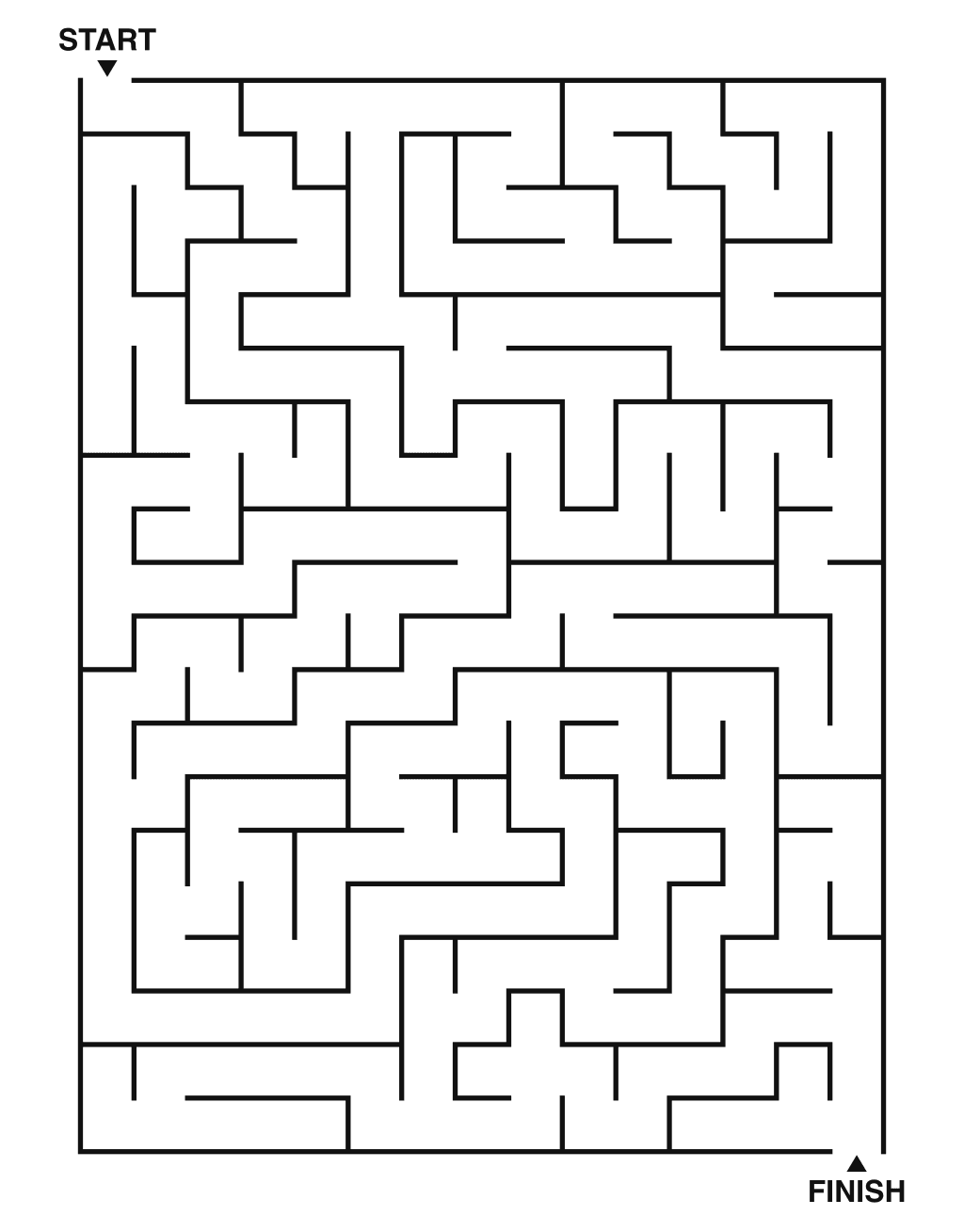 Medium maze puzzle printable, 15 by 20 grid