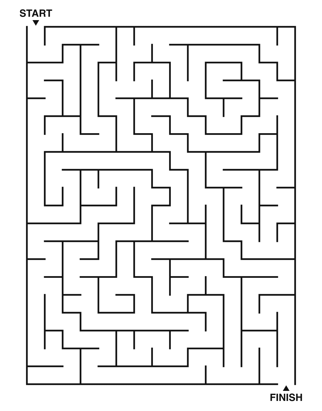 Medium maze puzzle printable, 15 by 20 grid