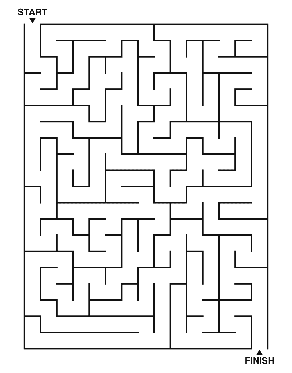 Medium maze puzzle printable, 15 by 20 grid