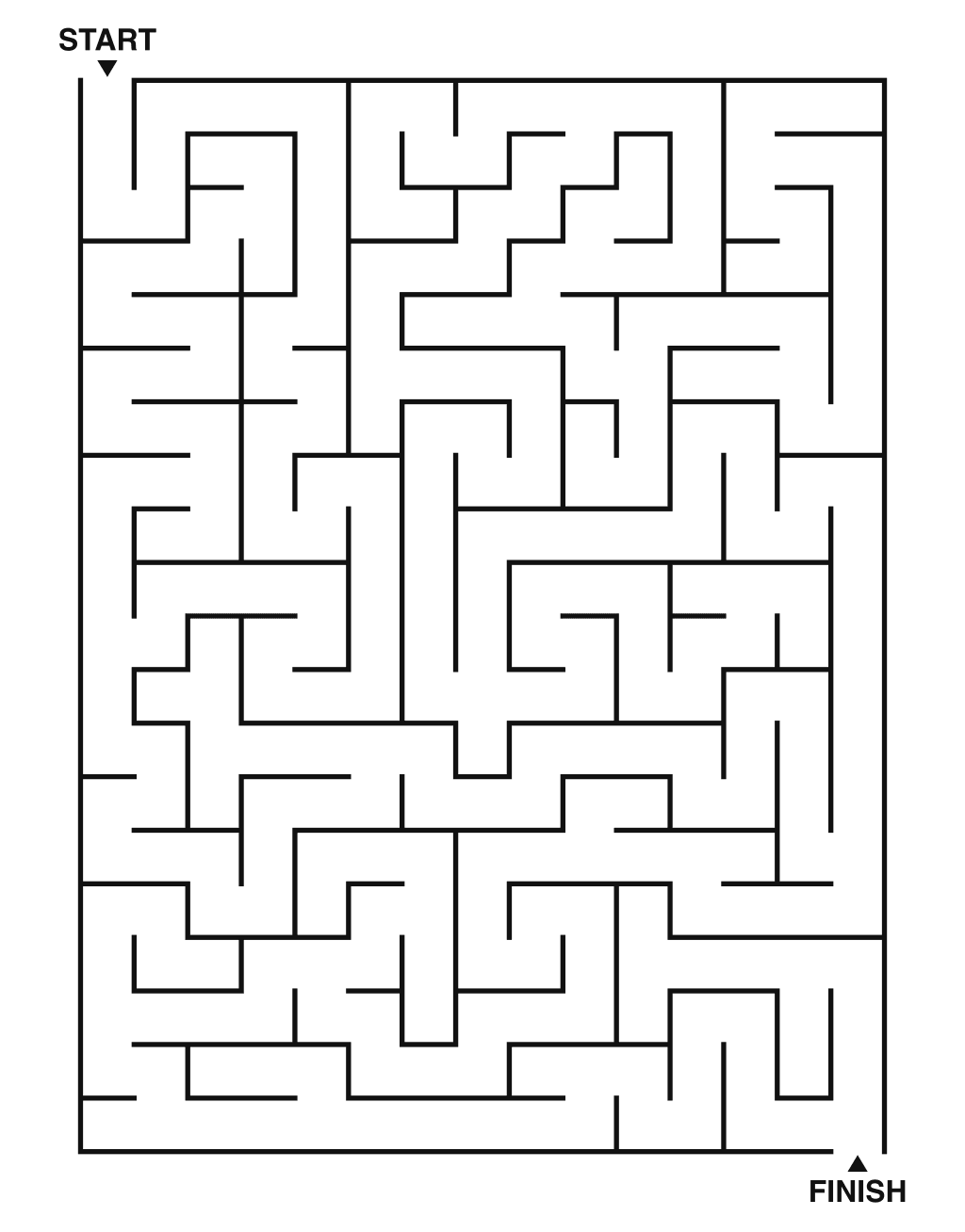 Medium maze puzzle printable, 15 by 20 grid
