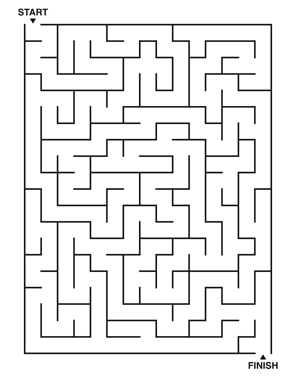 Medium maze puzzle printable, 15 by 20 grid