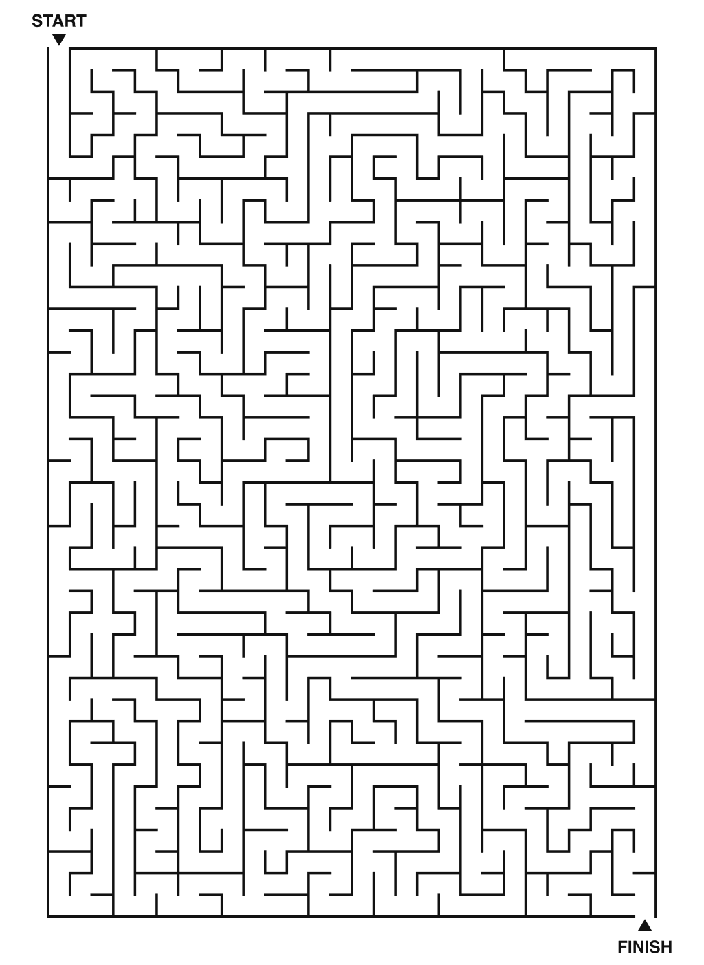 Expert maze puzzle printable, 28 by 40 grid