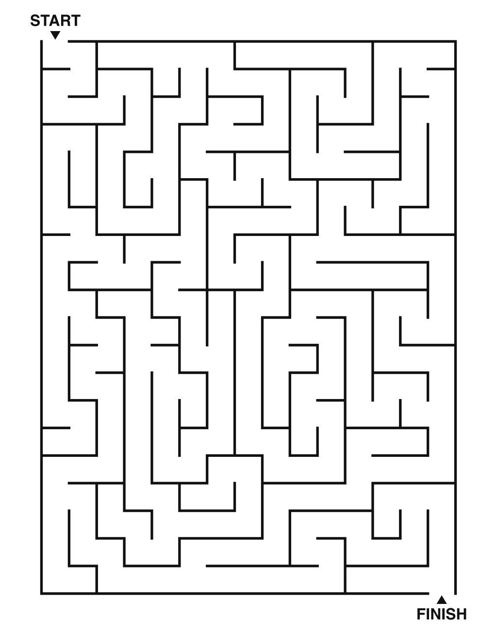 Medium maze puzzle printable, 15 by 20 grid