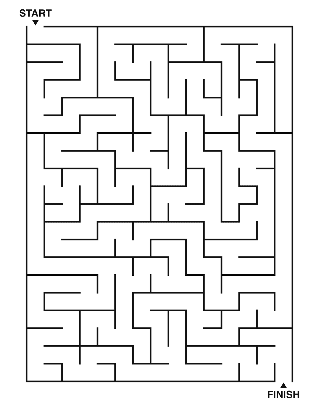 Medium maze puzzle printable, 15 by 20 grid