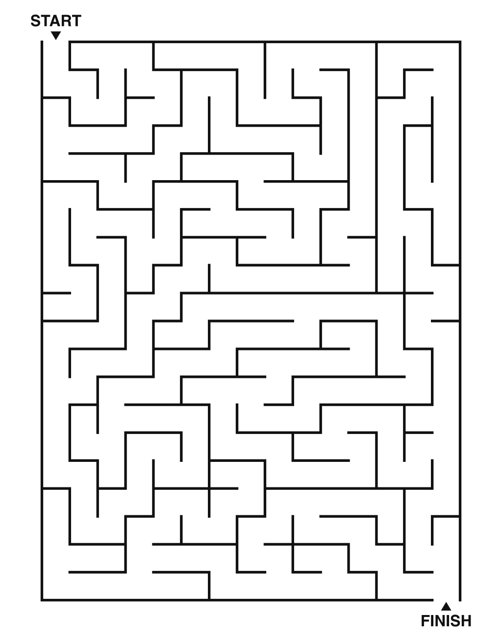 Medium maze puzzle printable, 15 by 20 grid