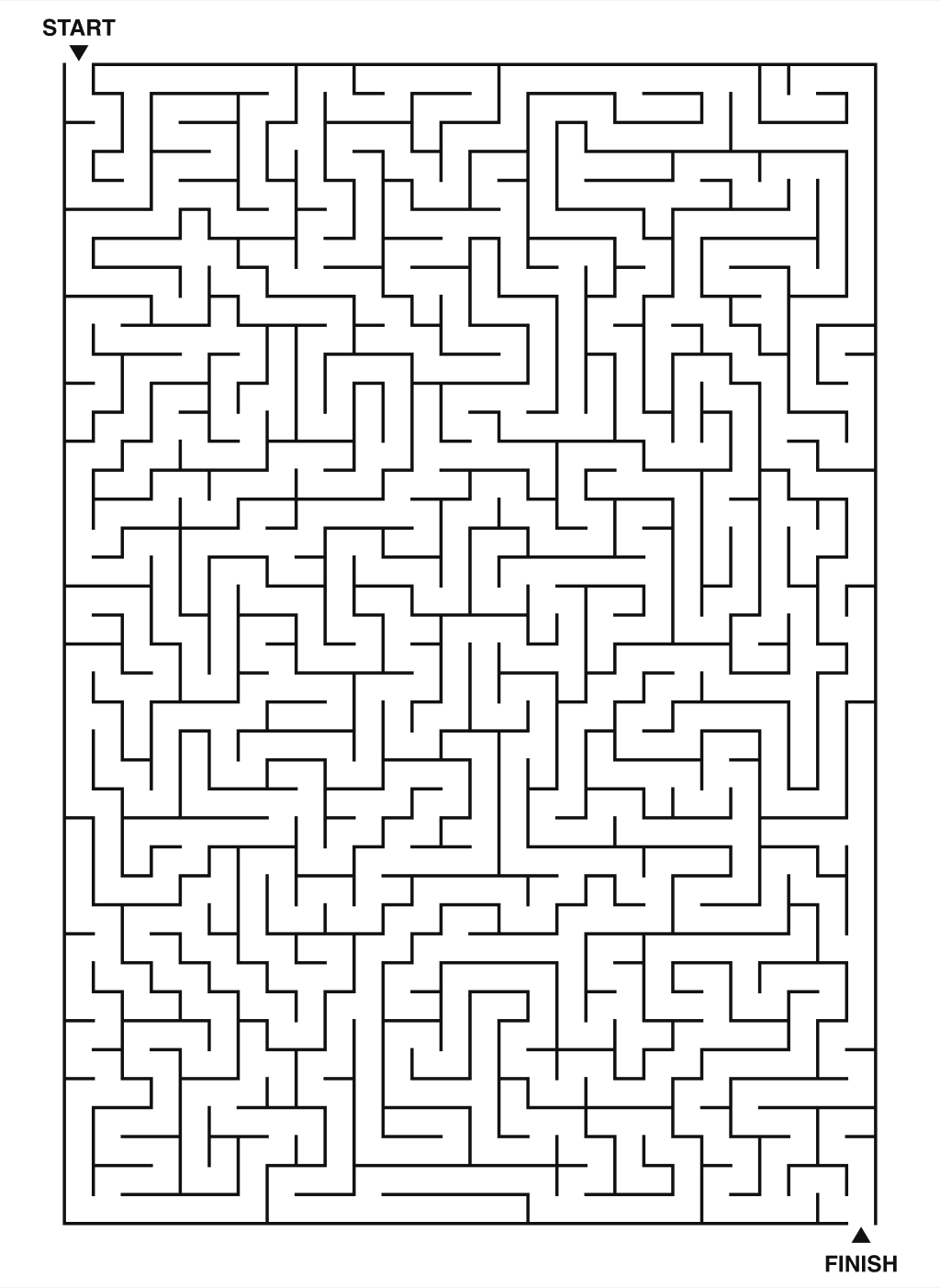 Expert maze puzzle printable, 28 by 40 grid