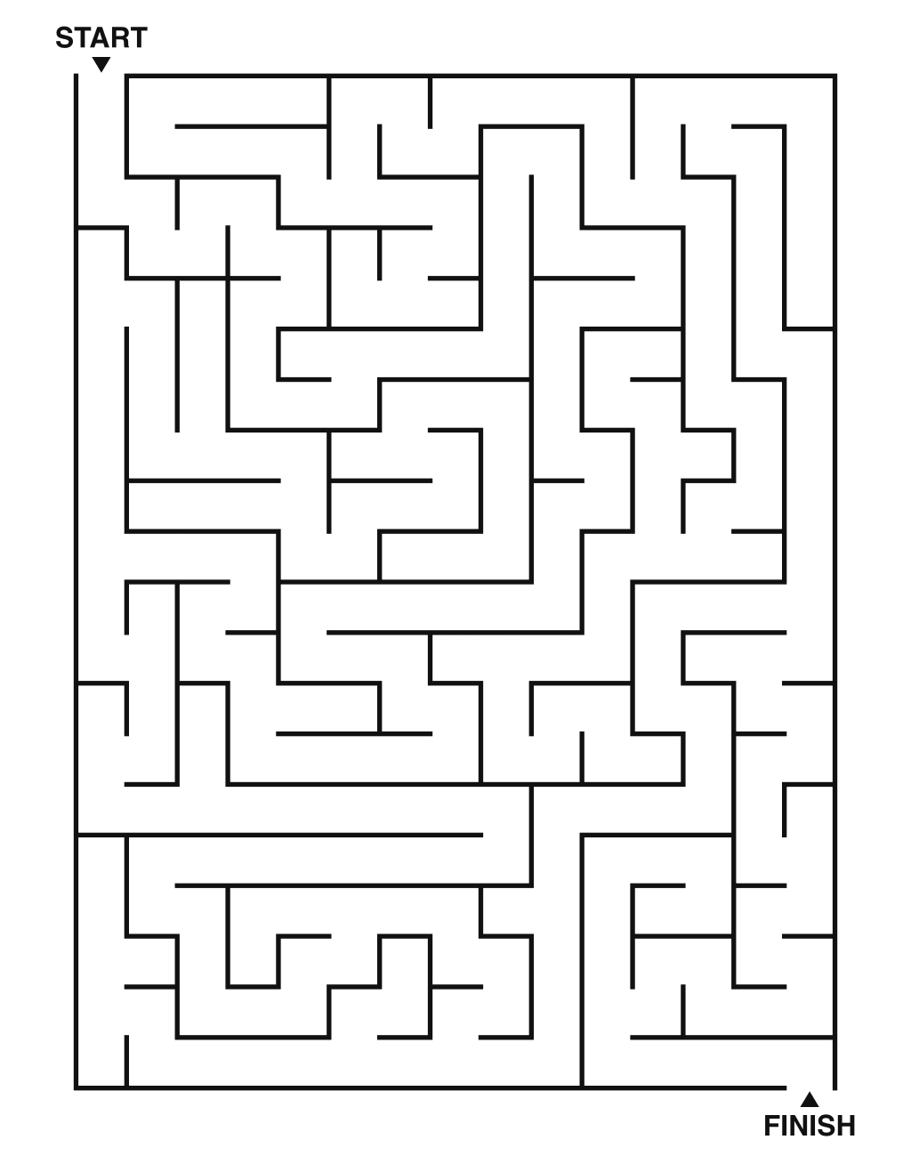 Medium maze puzzle printable, 15 by 20 grid